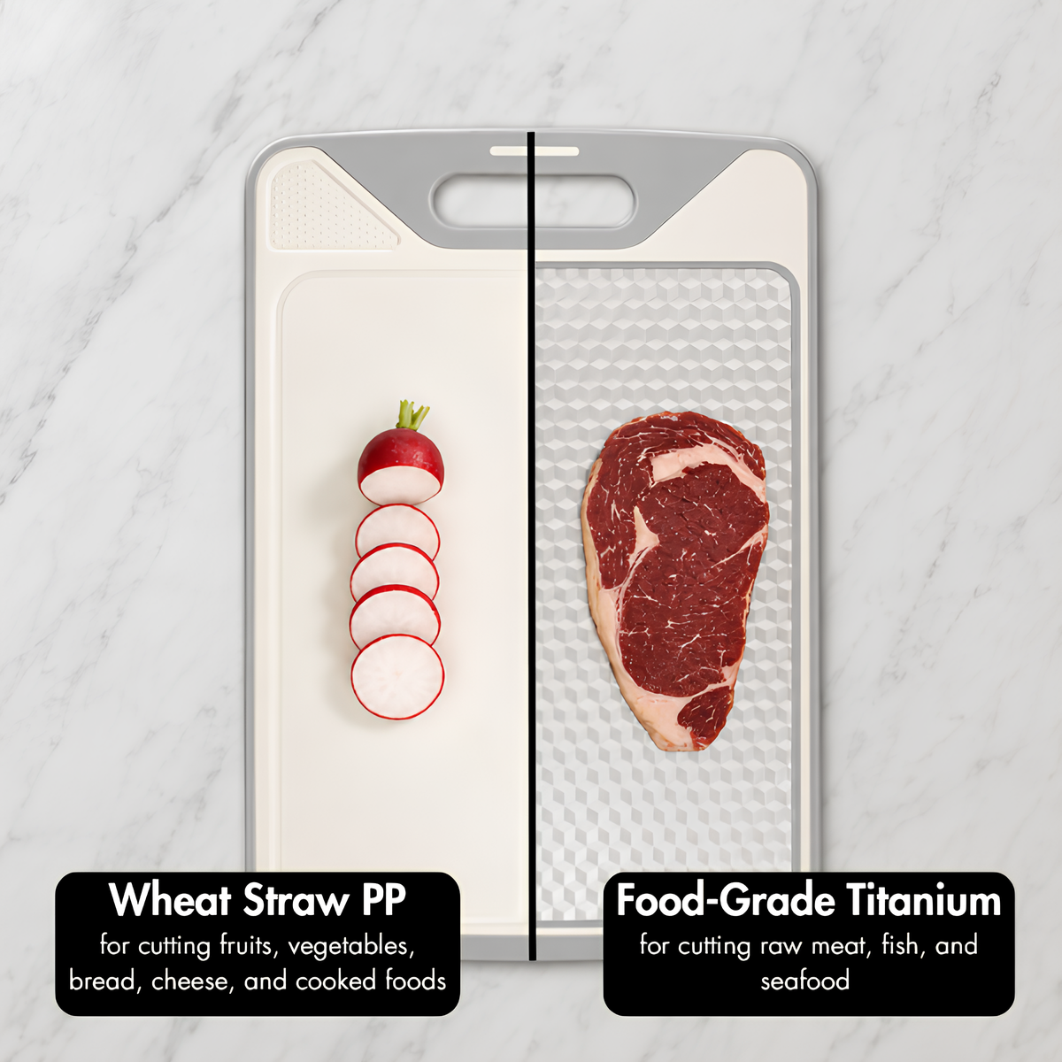Lunoox™ Dual-Sided Titanium & Wheat Straw Cutting Board